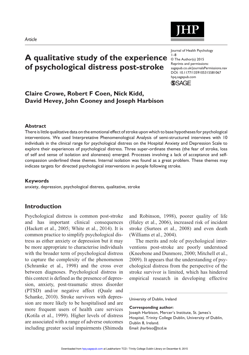 qualitative research psychological distress