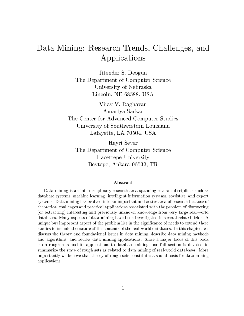 data mining research paper in computer science