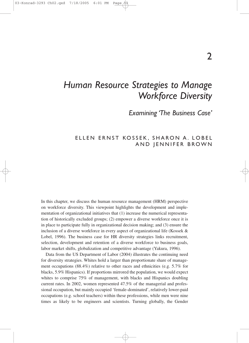 PDF) Human resource strategies to manage workforce diversity ...