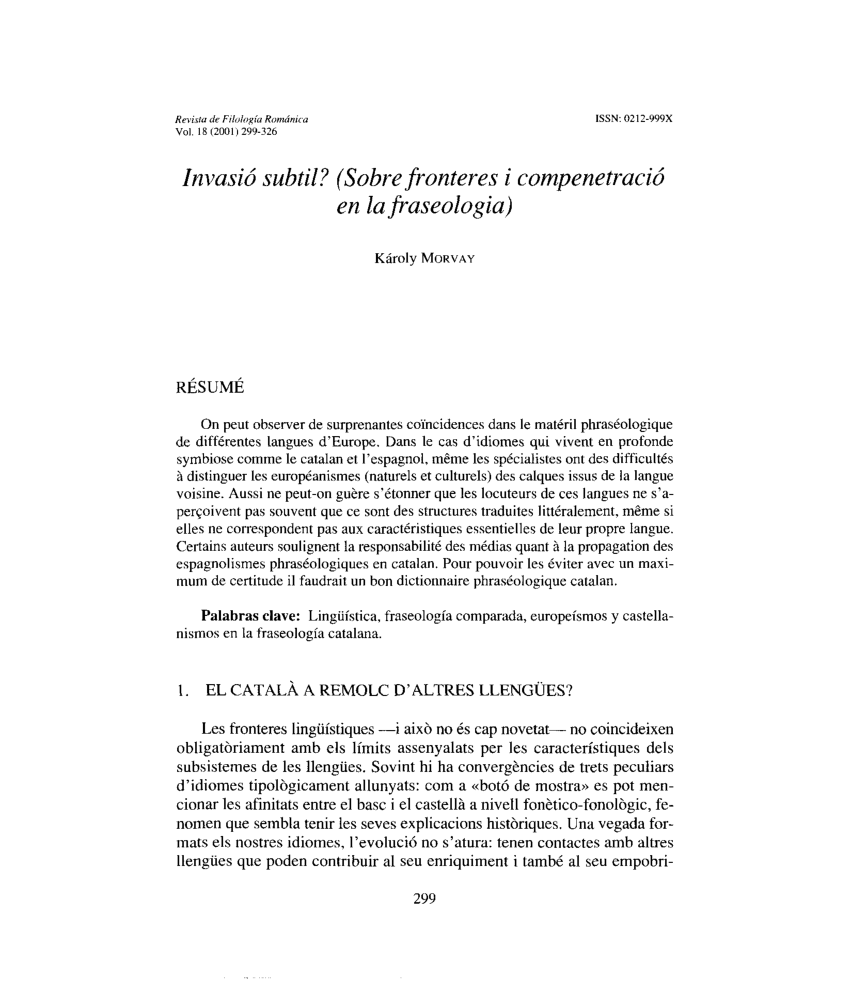 (PDF) Invasió subtil? (Sobre fronteres i compenetració en la fraseologia).