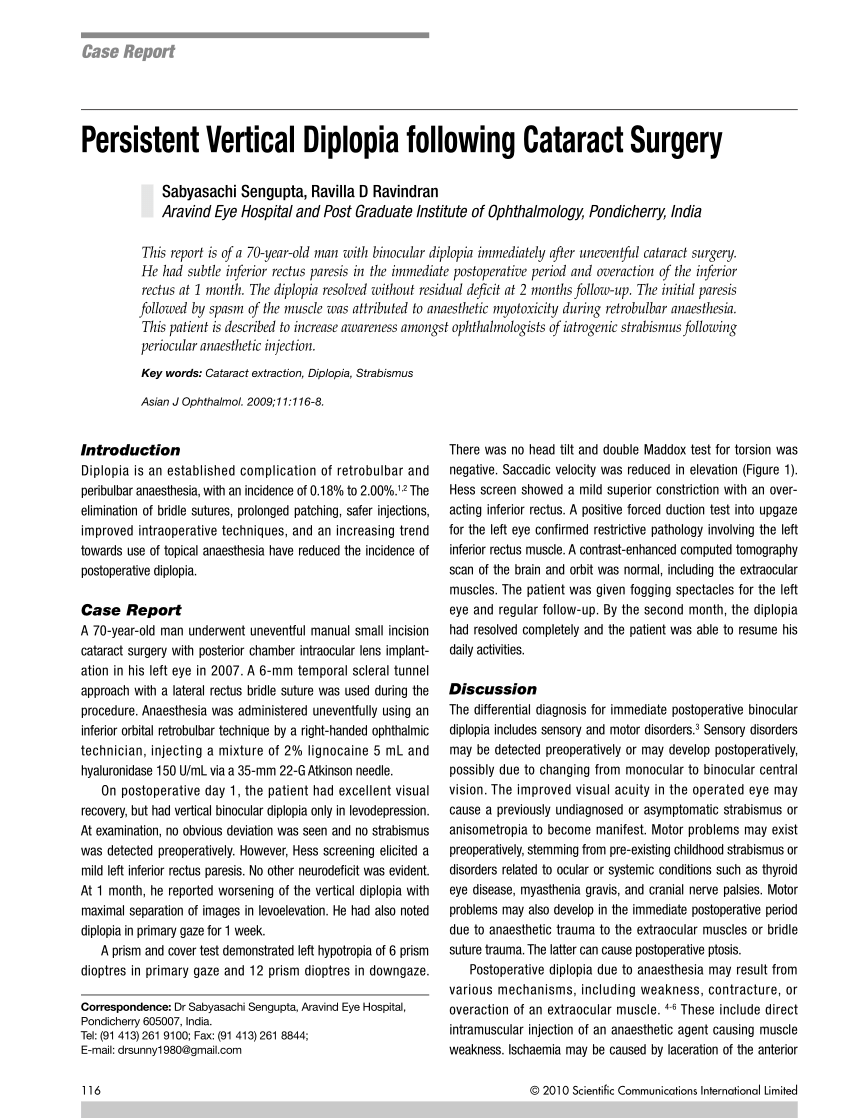 (PDF) Vertical Diplopia following Cataract surgery A case report.