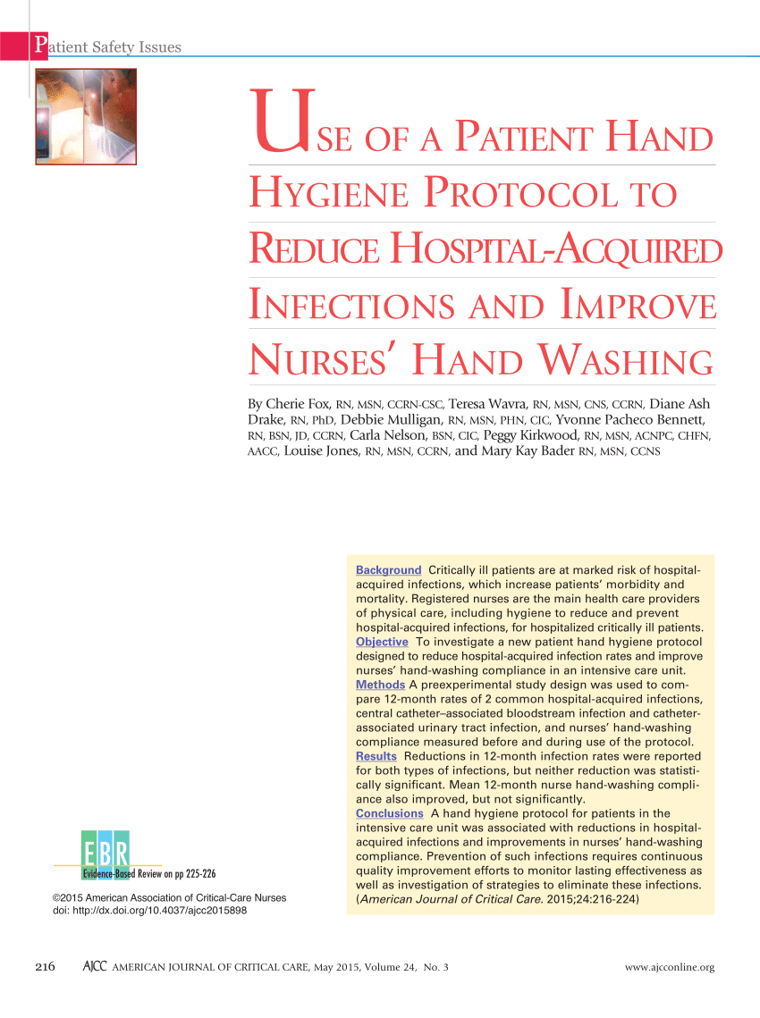 nursing research articles on handwashing