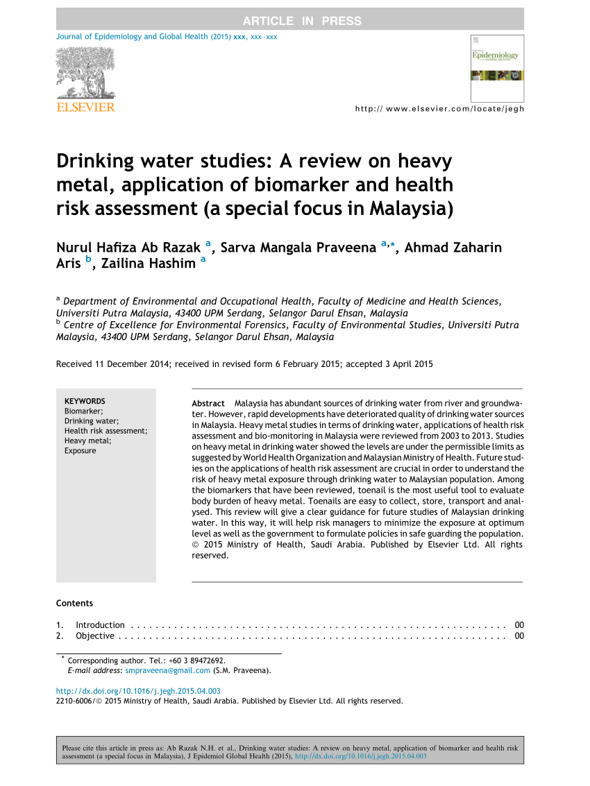 literature review on heavy metals in water