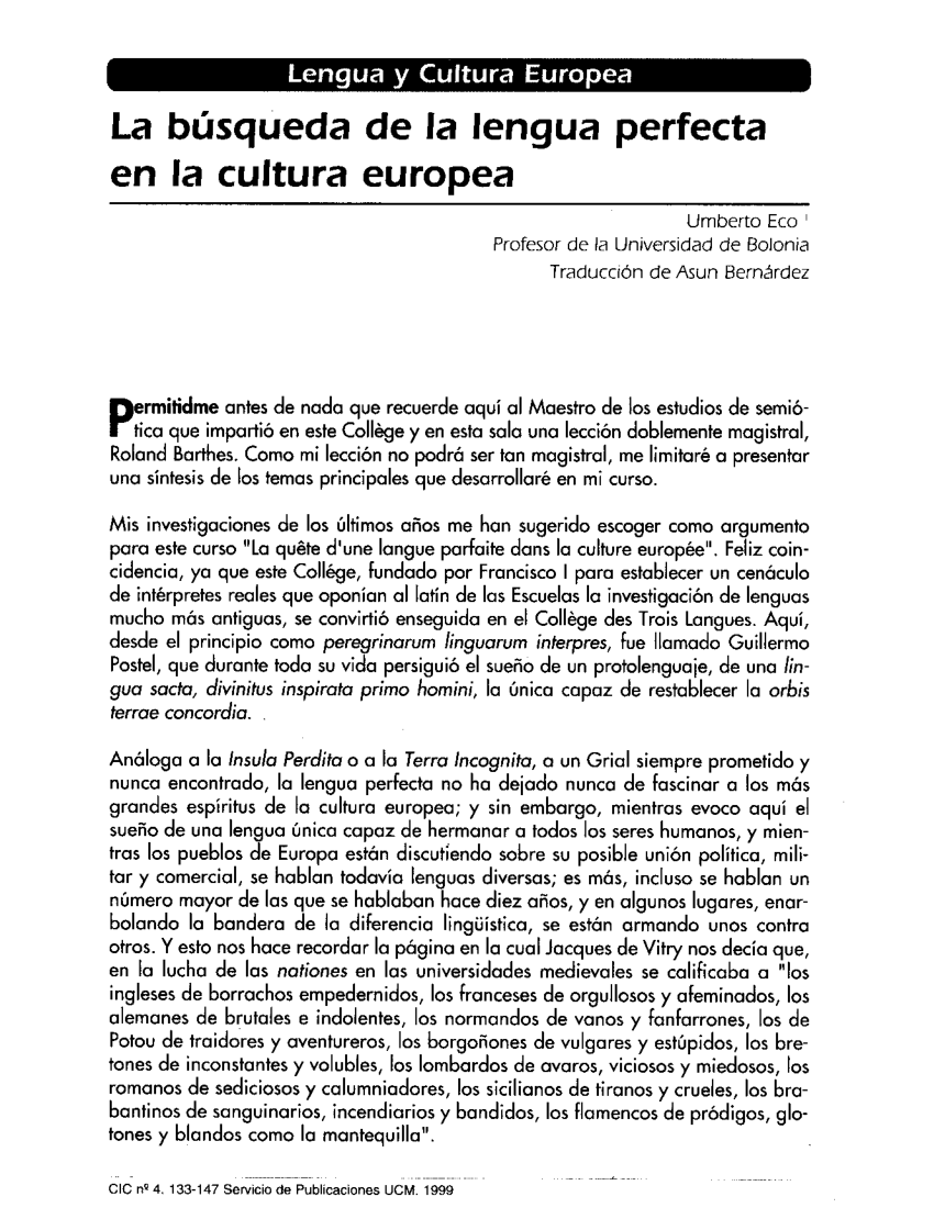 empezar Tratamiento Preferencial itálico PDF) La búsqueda de la lengua perfecta en la cultura europea.