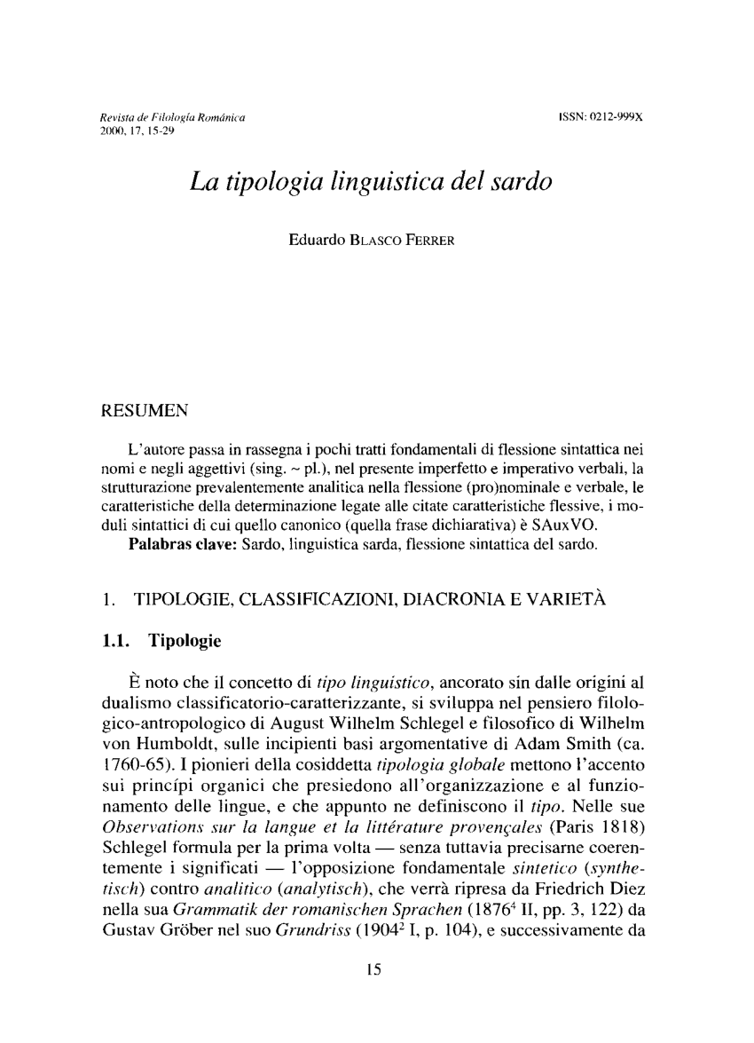 PDF) Il Catalano e il Sardo in rapporto