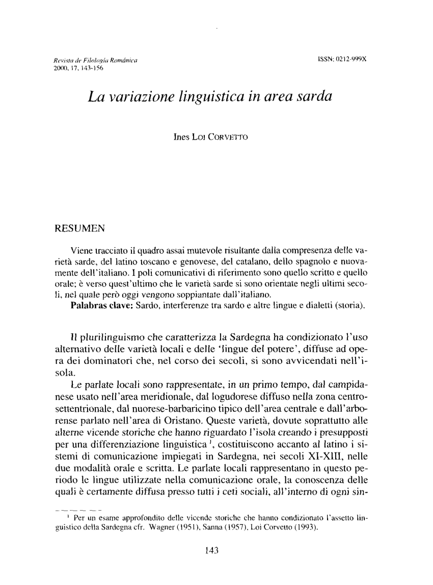 PDF) Il Catalano e il Sardo in rapporto