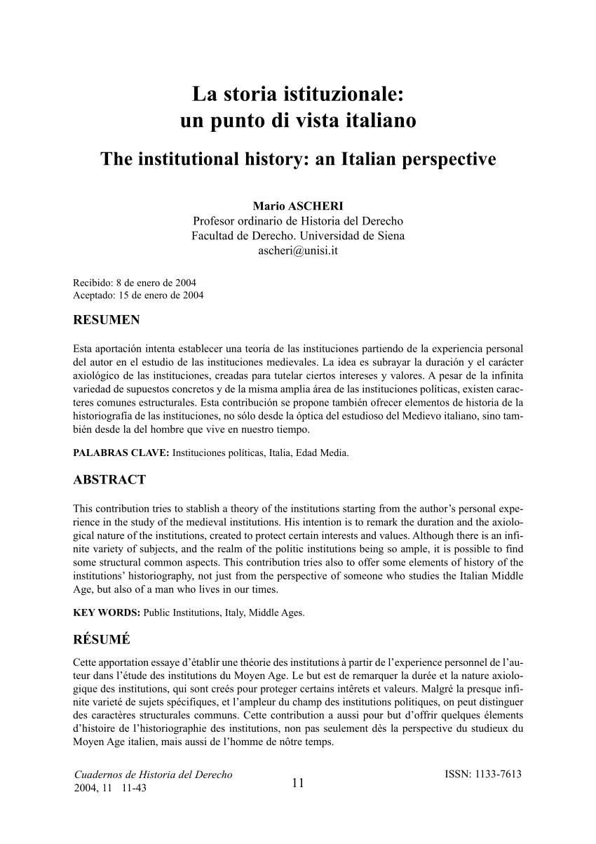 Pdf The Institutional History An Italian Perspective