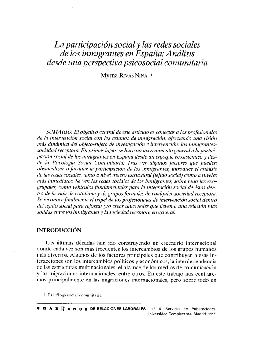 PDF La participación social y las redes sociales de los  