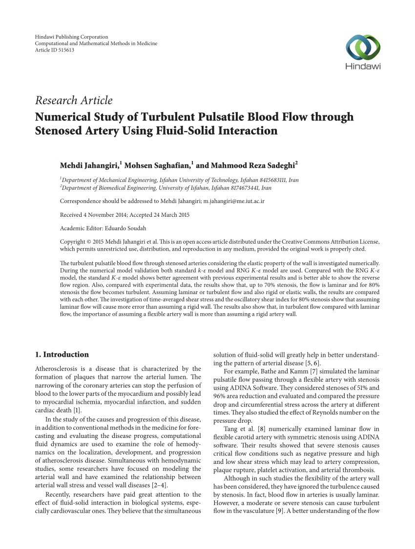 (PDF) Numerical Study of Turbulent Pulsatile Blood Flow through ...