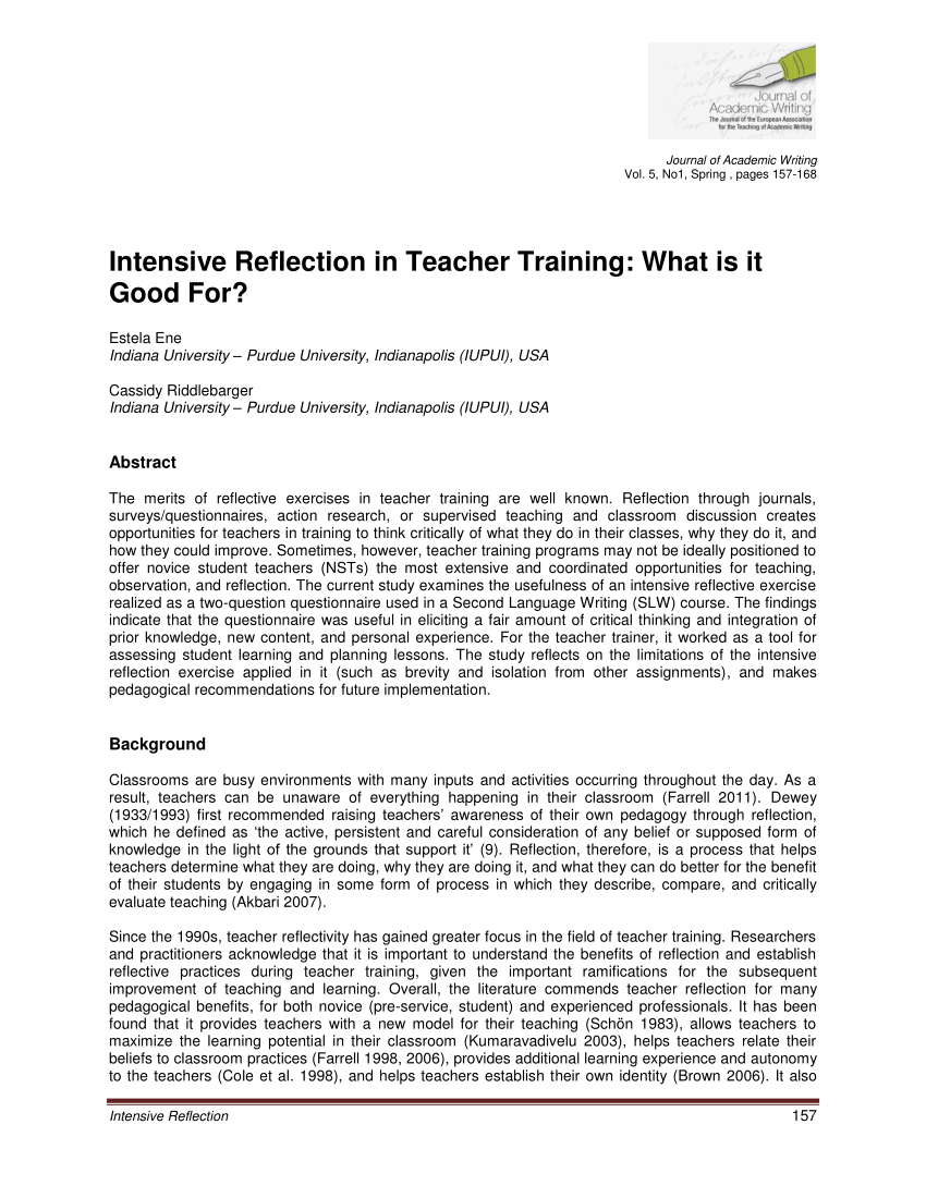 field experience reflection paper special education