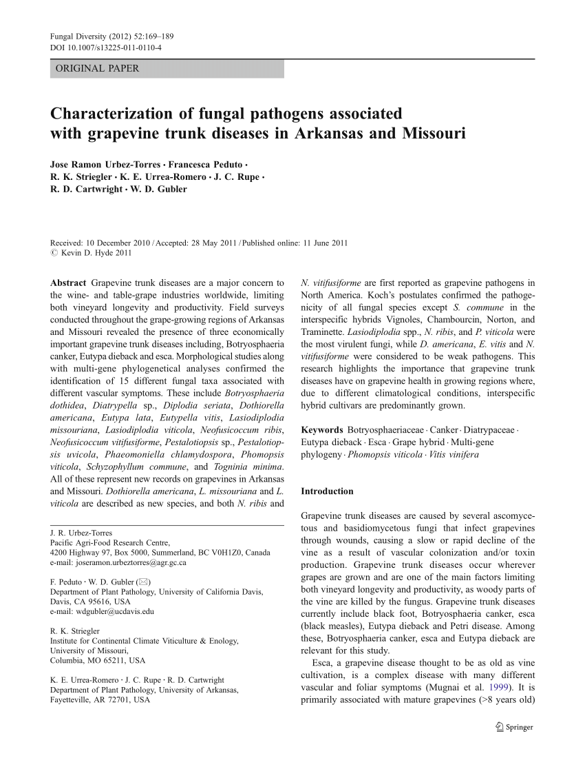 Pdf Botryosphaeria Dieback