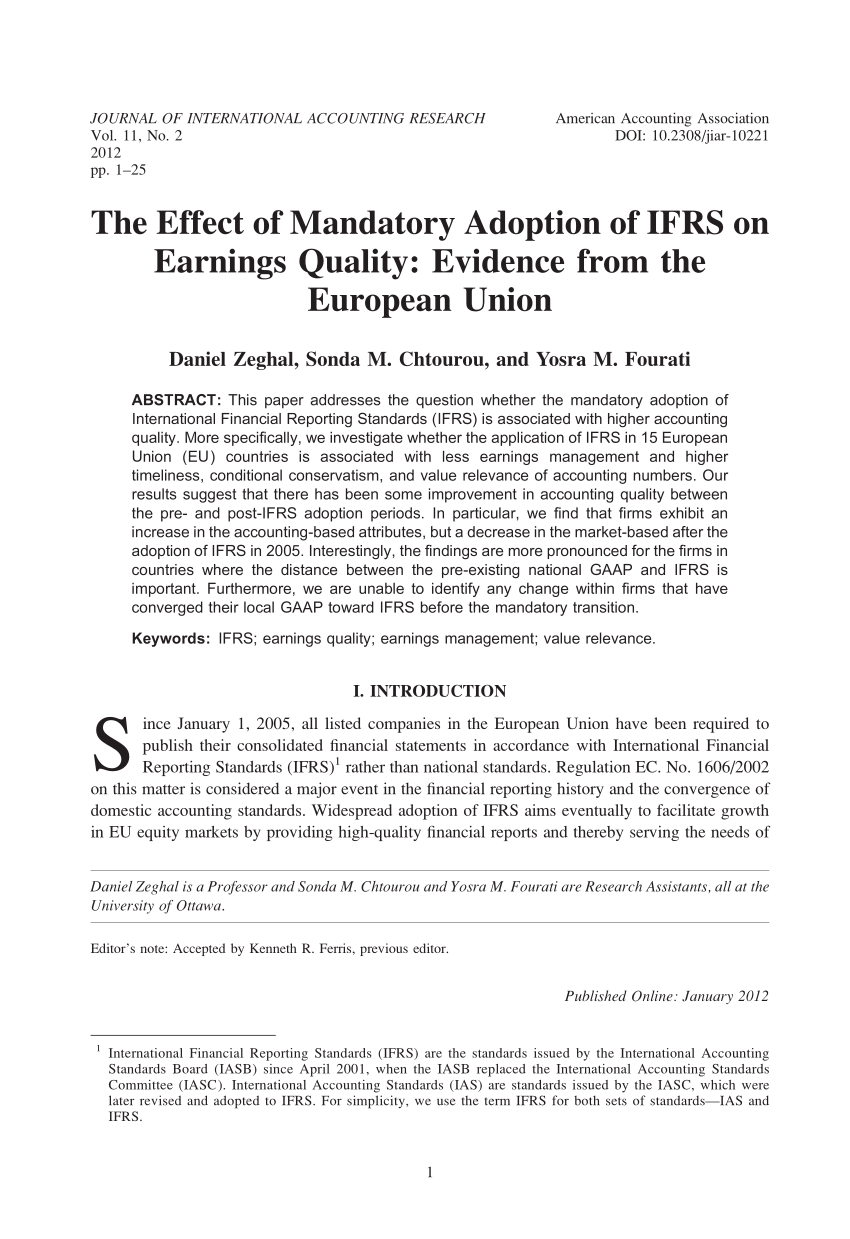 PDF) The Effect of Mandatory Adoption of IFRS on Earnings Quality