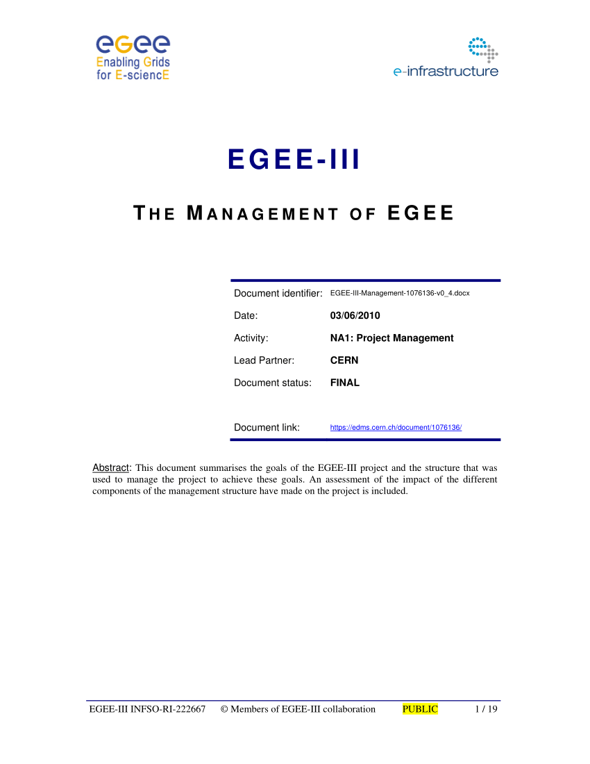 PDF) The management of EGEE - 