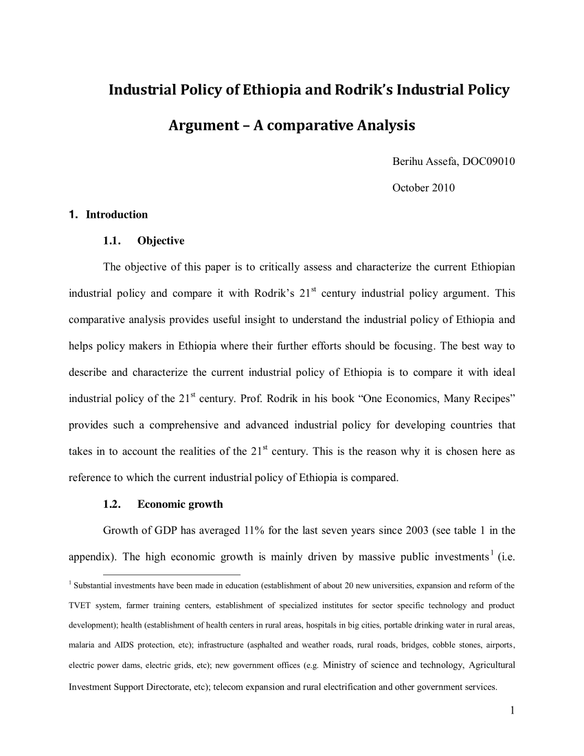 (PDF) Industrial Policy of Ethiopia and Rodrik's 