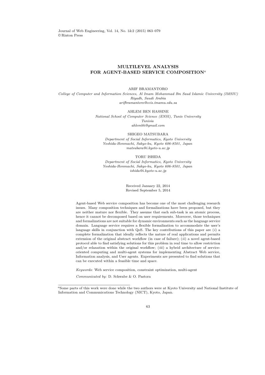 PDF) Multilevel analysis for agent-based service composition