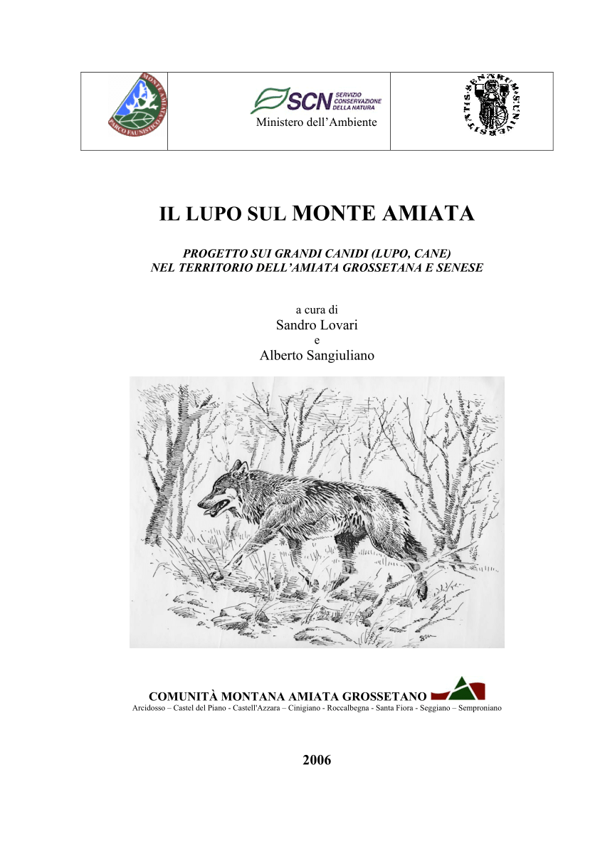 PDF) Il lupo sul Monte  sui grandi canidi (lupo, cane) nel  territorio dell'Amiata grossetana e senese.