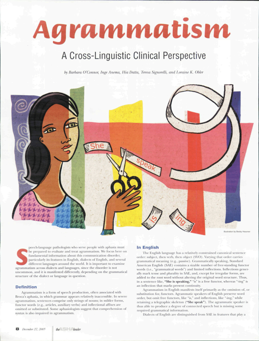 PDF) Agrammatism: A Cross-Linguistic Clinical Perspective