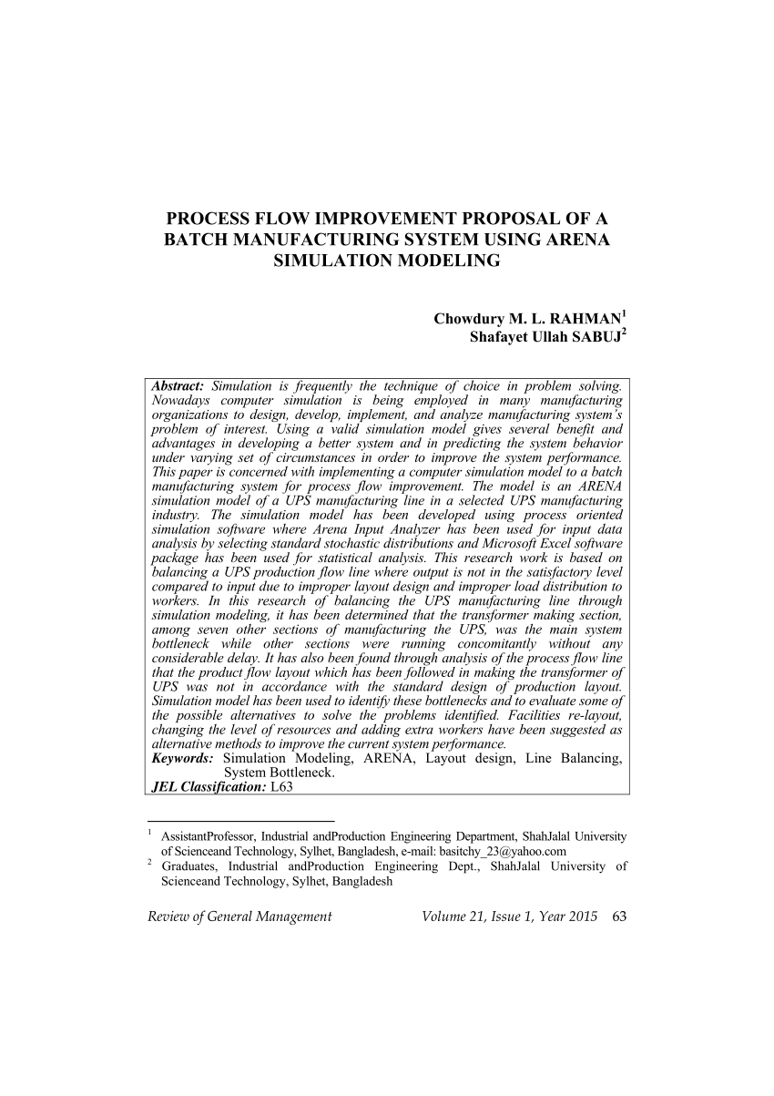 Process improvement using arena simulation software - Document - Gale  Academic OneFile