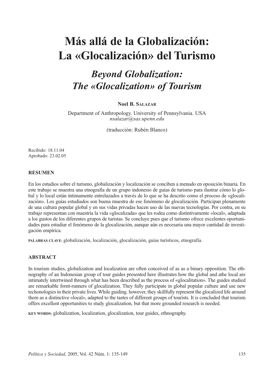 Pdf Mas Alla De La Globalizacion La Glocalizacion Del