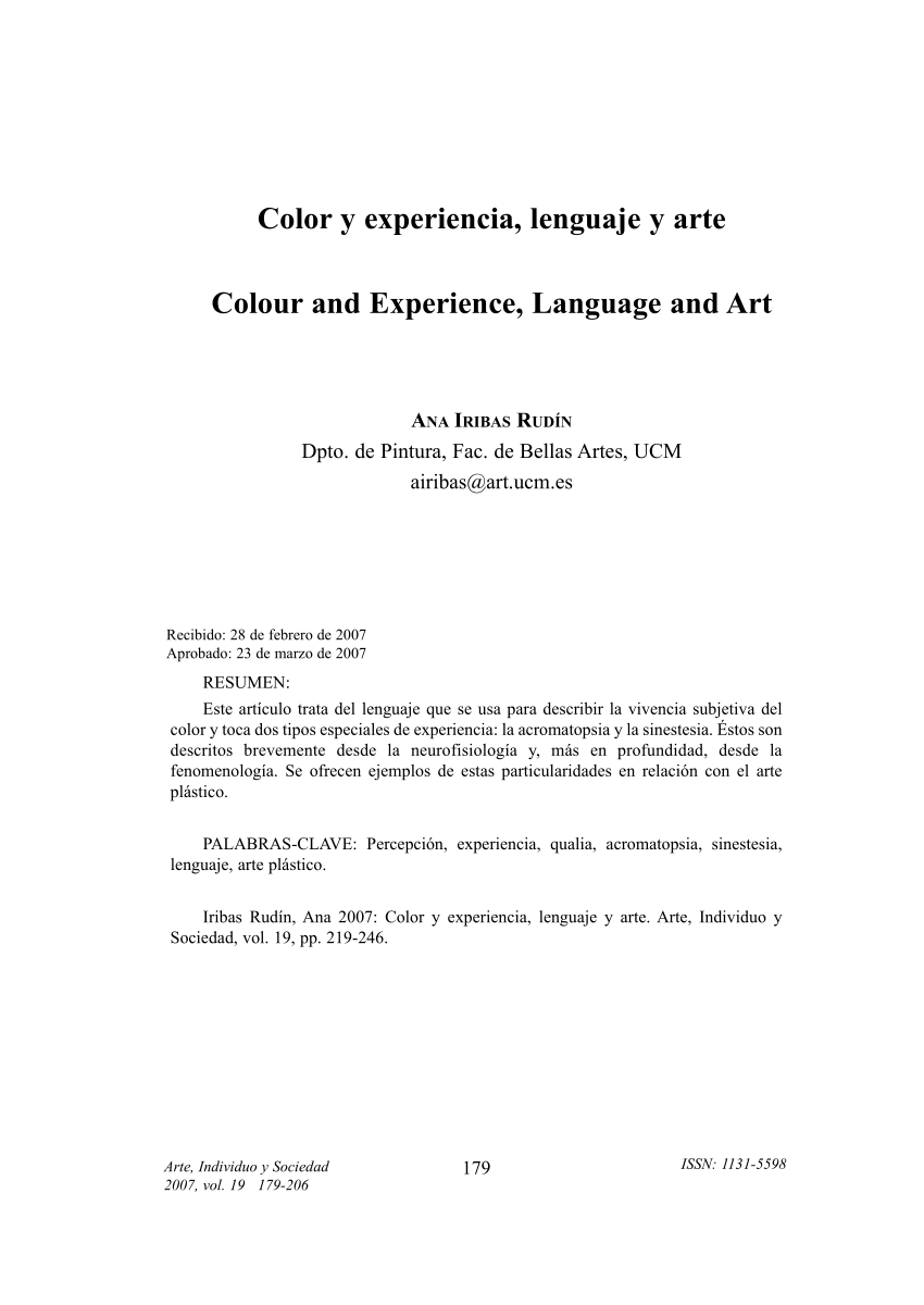 Pdf Color Y Experiencia Lenguaje Y Arte