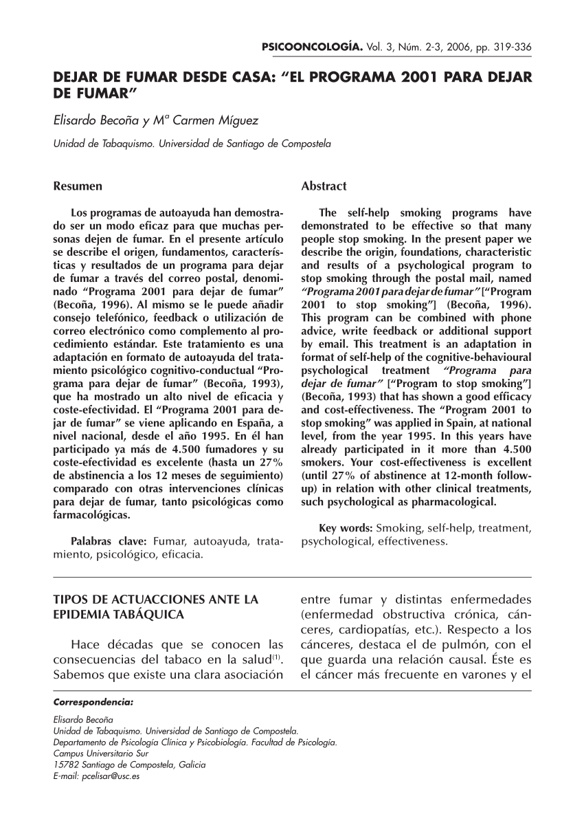 Pdf Dejar De Fumar Desde Casa El Programa 01 Para Dejar De Fumar