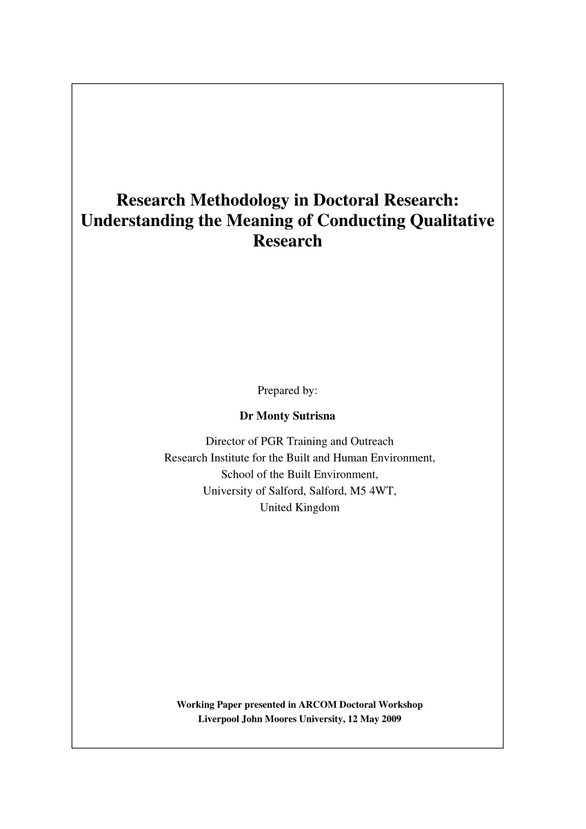 Writing the Methodology Chapter of a Qualitative Study