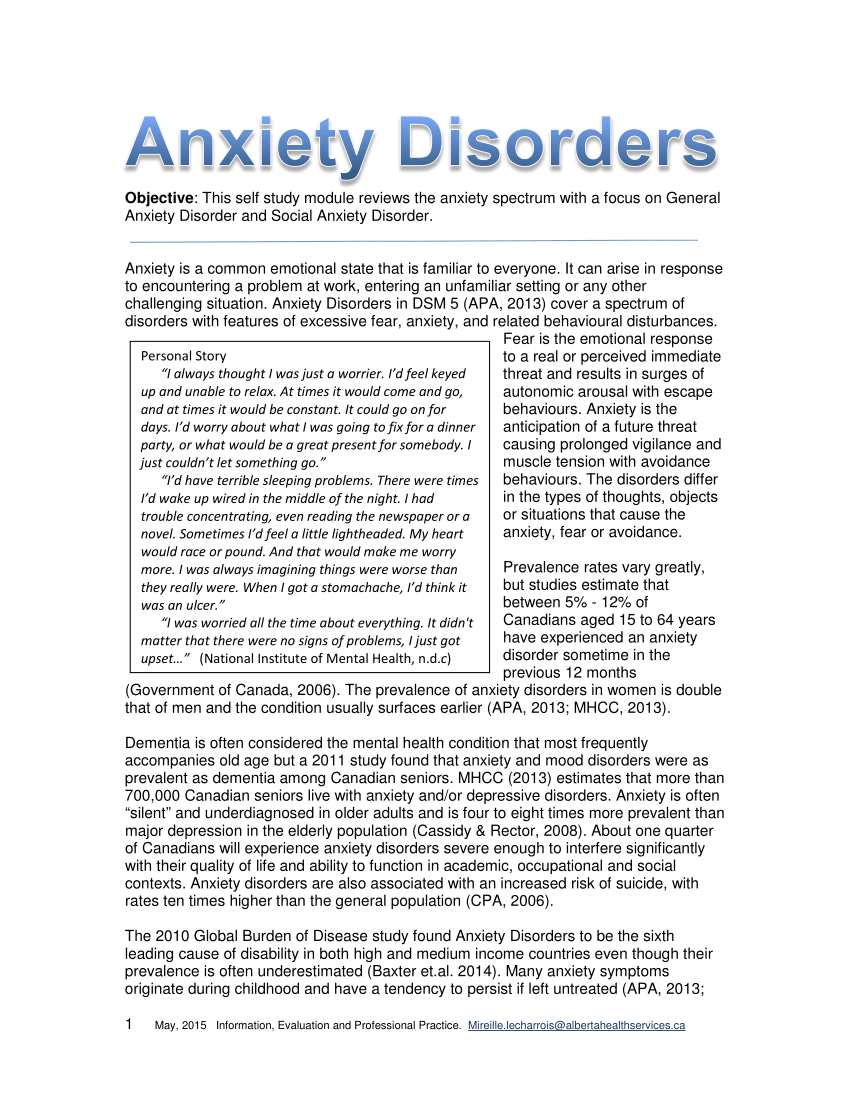 case study of a student with anxiety