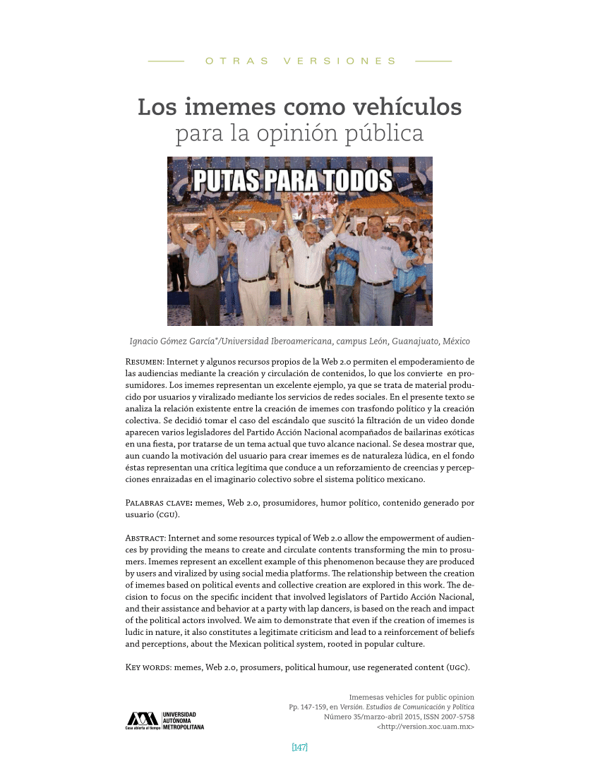 Pdf Los Imemes Como Vehiculos Para La Opinion Publica