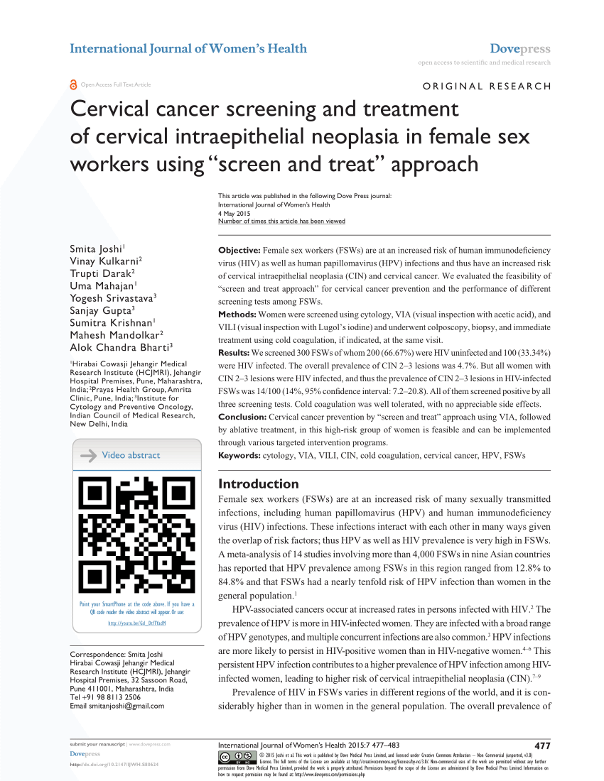 Pdf Cervical Cancer Screening And Treatment Of Cervical