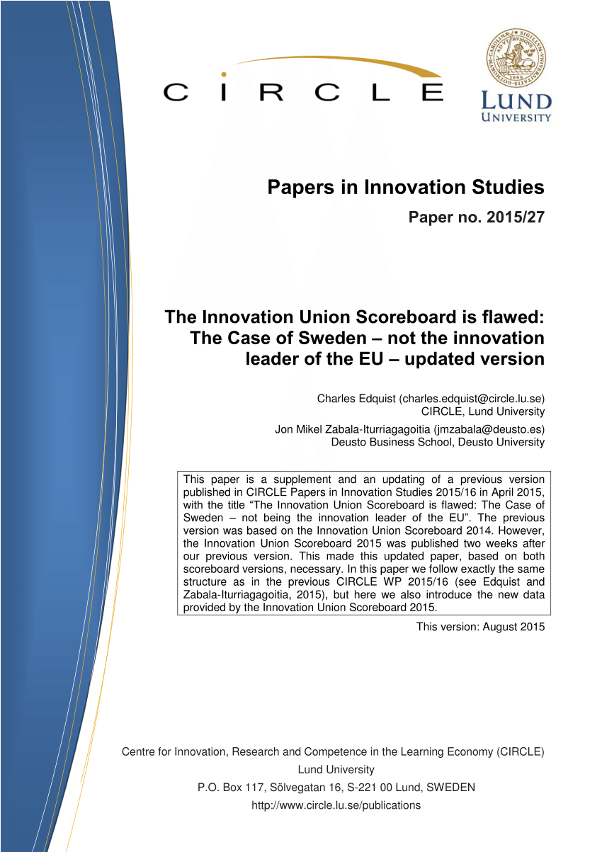 PDF) The Innovation Union Scoreboard is Flawed: The case of Sweden ...