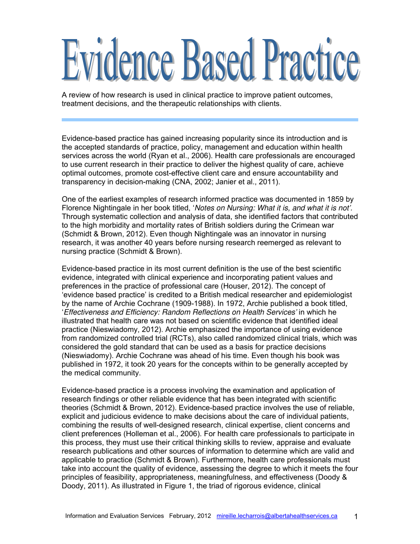 evidence based practice skills essay