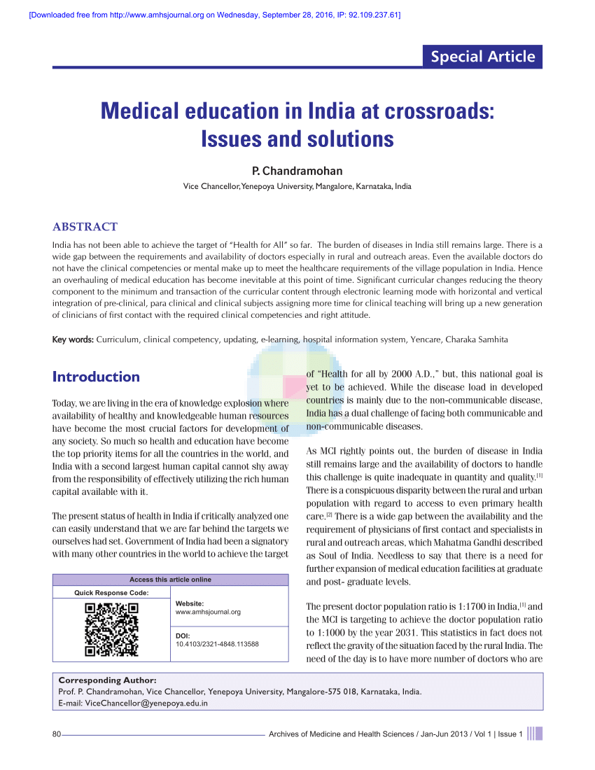 research on medical education in india