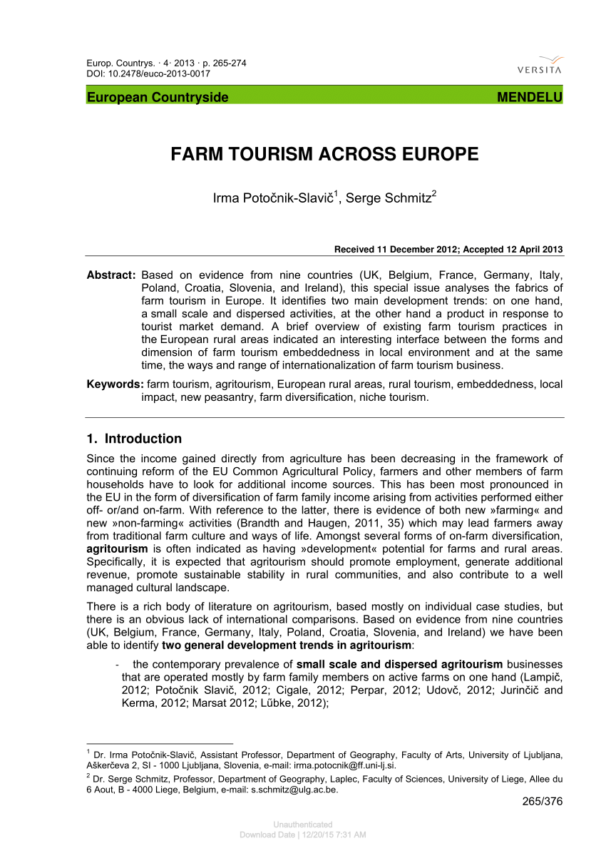 farm tourism research study