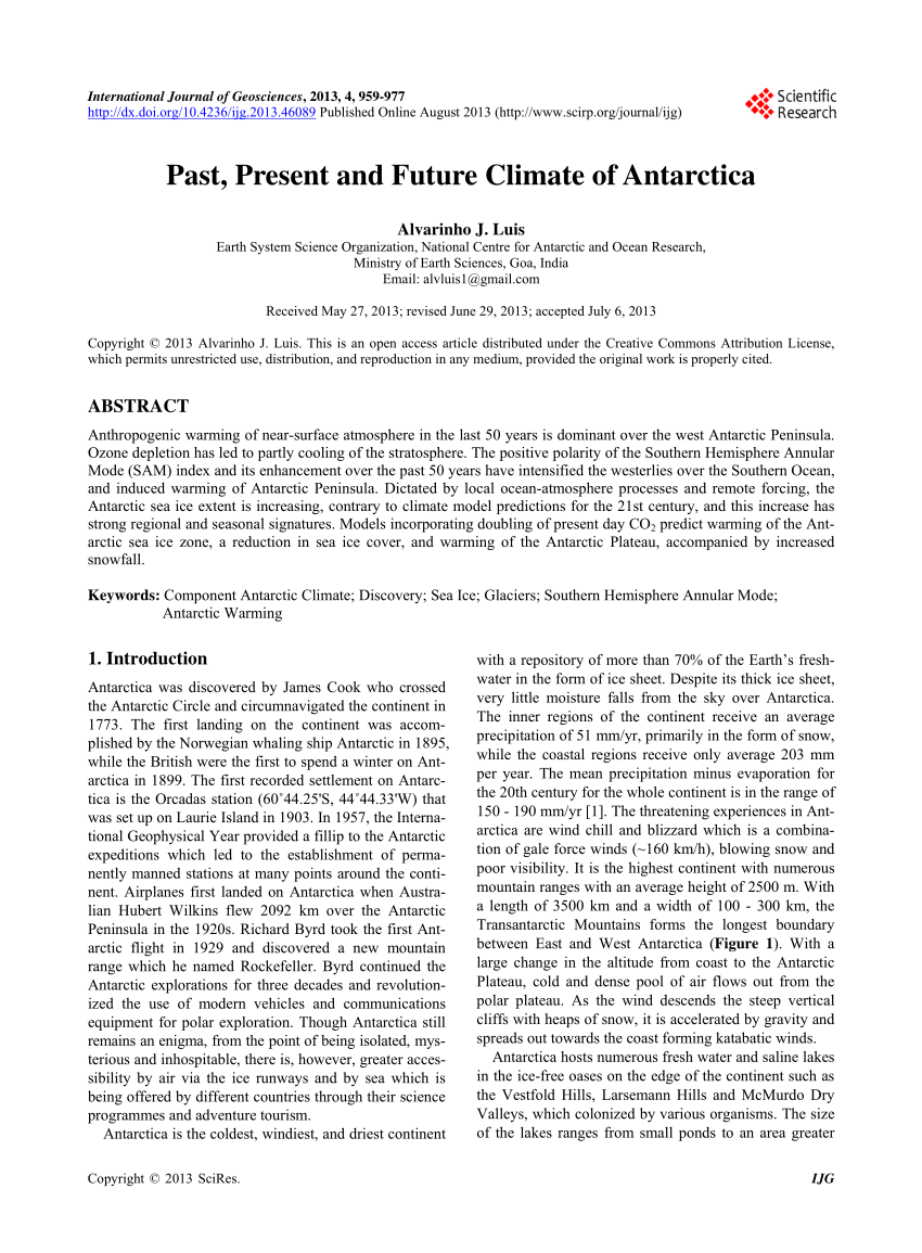 PDF) Past, Present and Future Climate of Antarctica