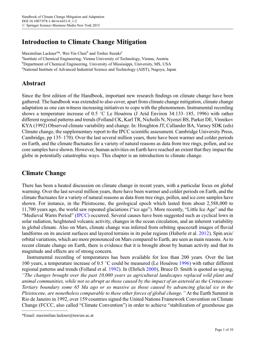 (PDF) Introduction to Climate Change Mitigation