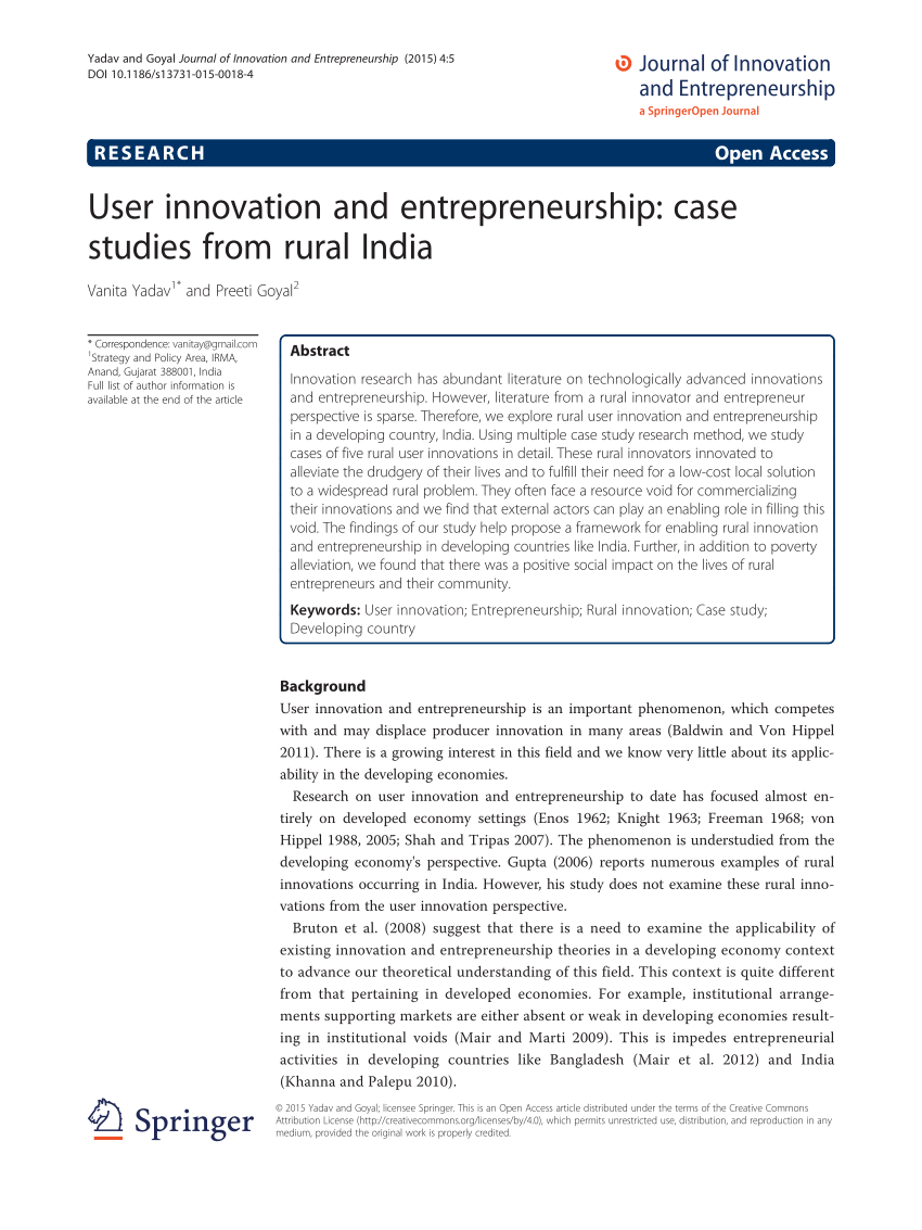 case study on entrepreneurship in india