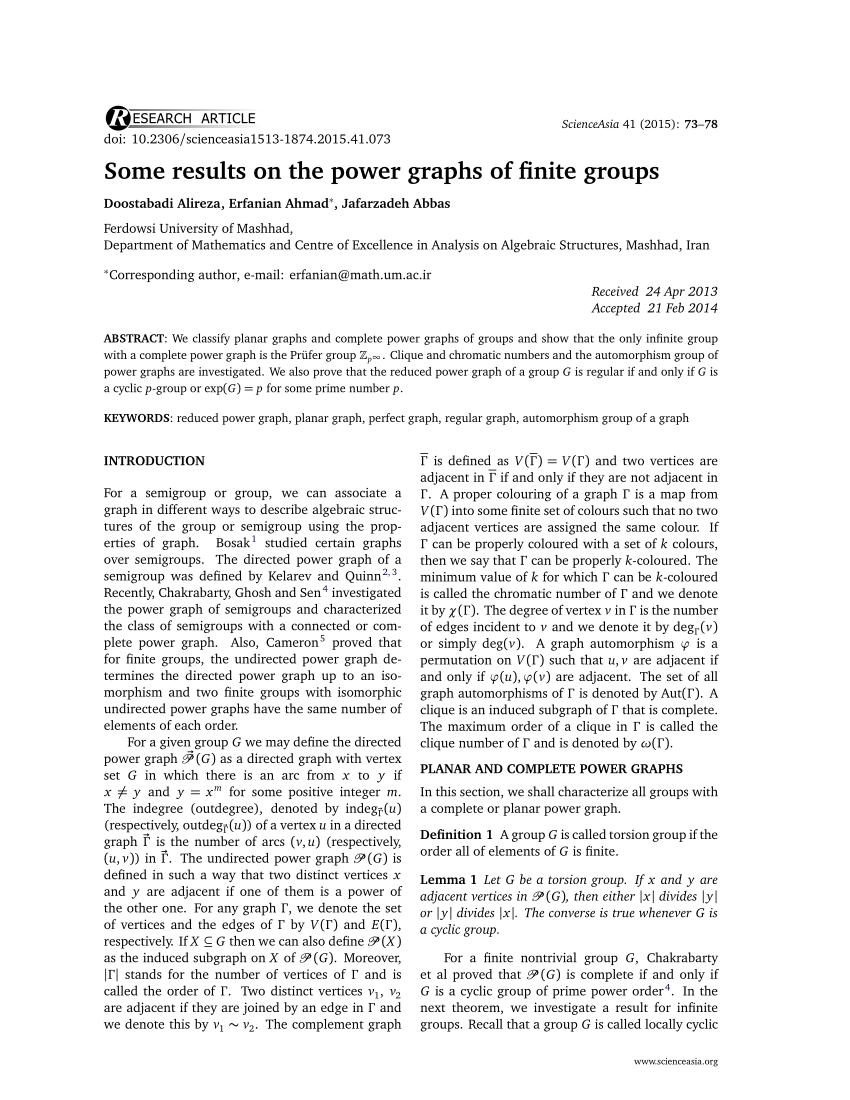 Pdf Some Results On The Power Graphs Of Finite Groups