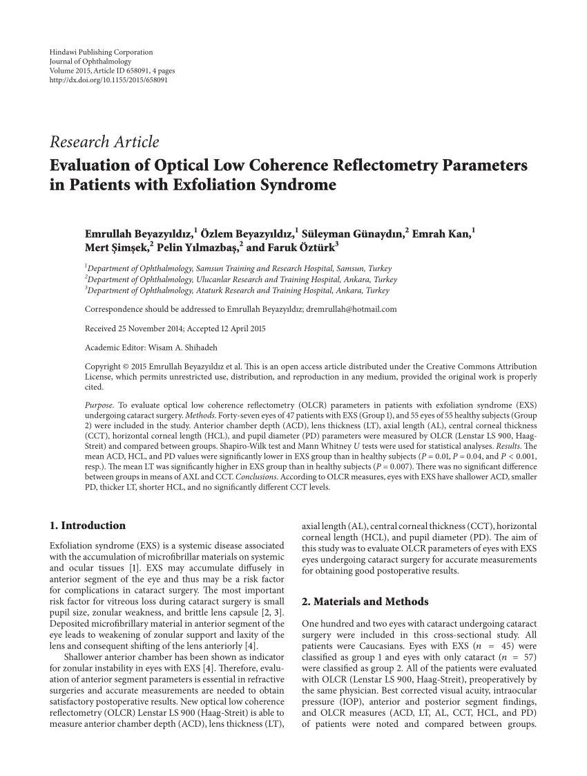 (PDF) Evaluation of Optical Low Coherence Reflectometry Parameters in ...