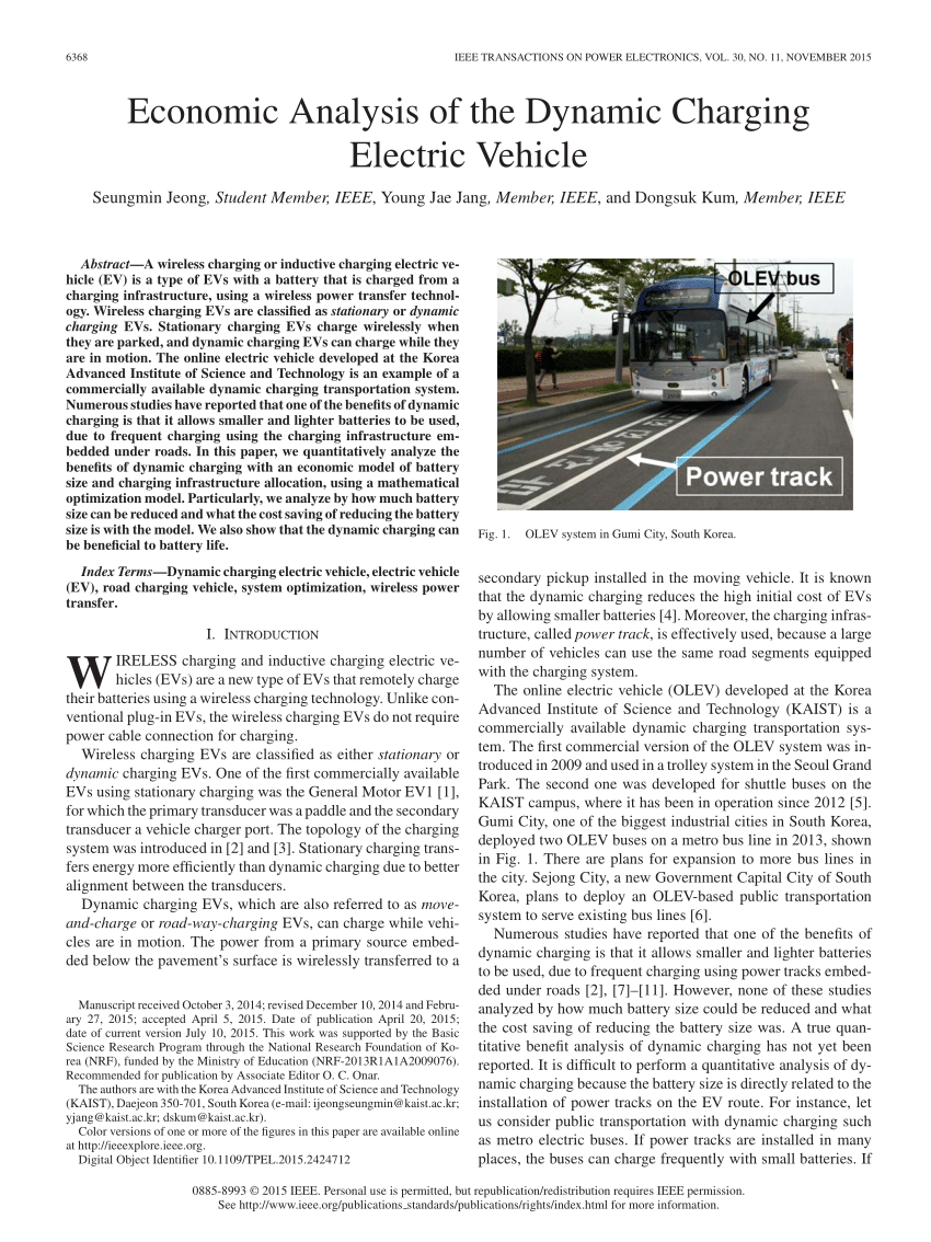 (PDF) Economic Analysis of the Dynamic Charging Electric Vehicle