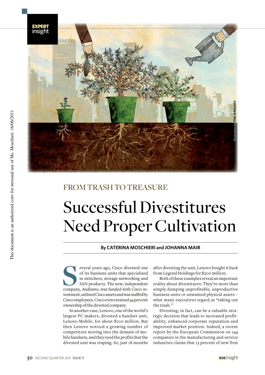 PDF) Successful Divestitures Need Proper Cultivation: From Trash
