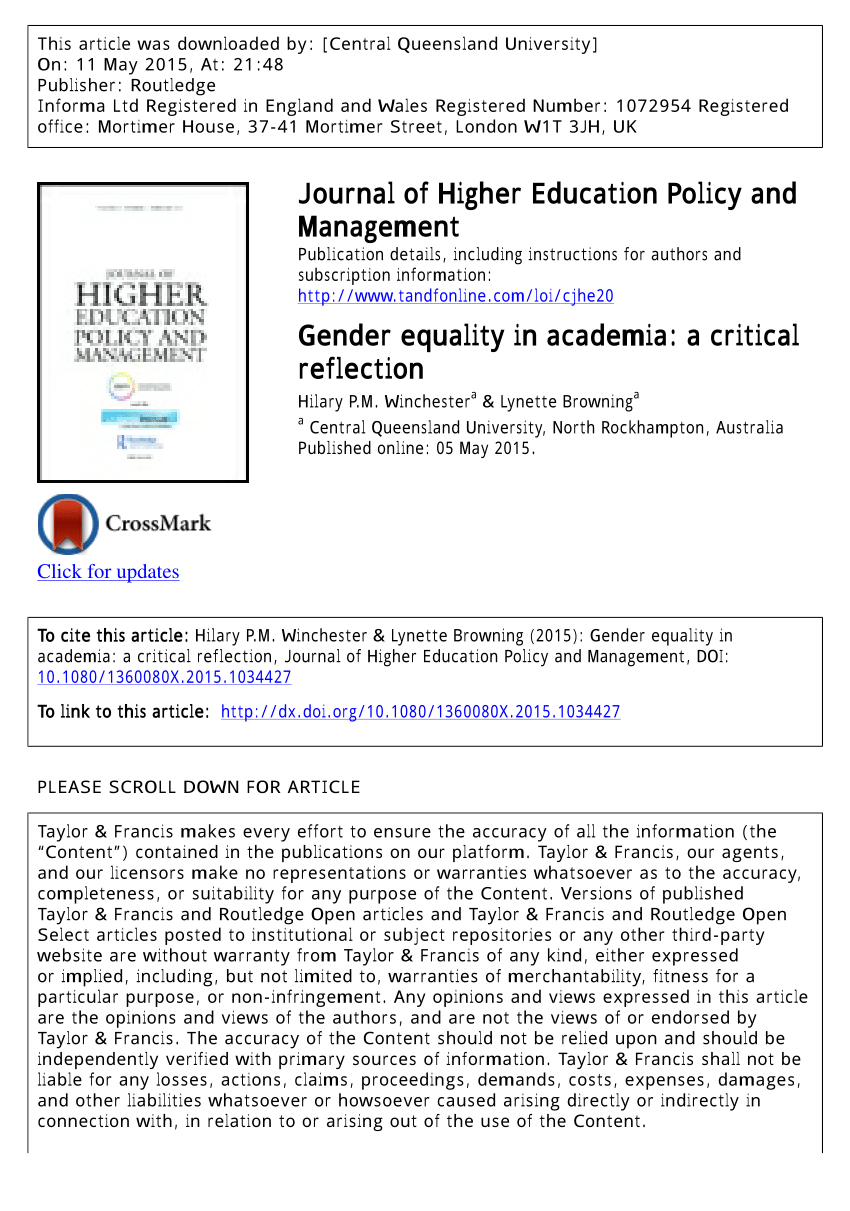Gender Equality A Critical Appraisal