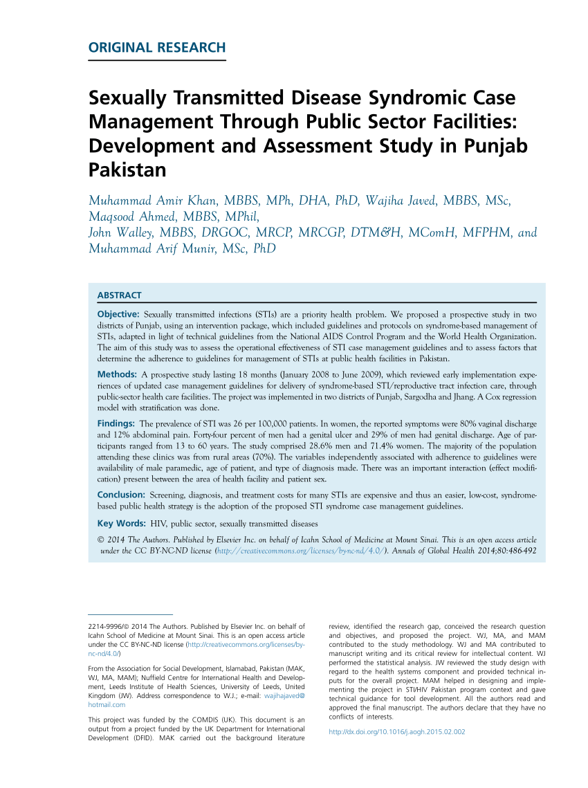 Pdf Sexually Transmitted Disease Syndromic Case Management Through Public Sector Facilities