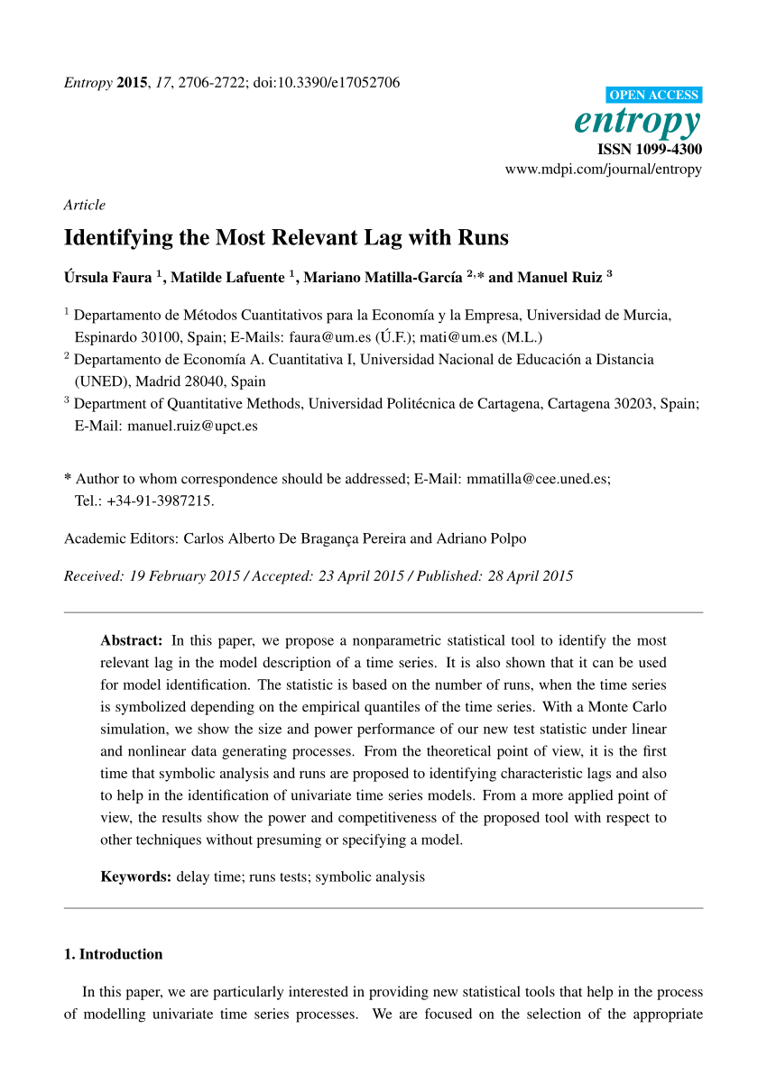 Pdf Identifying The Most Relevant Lag With Runs