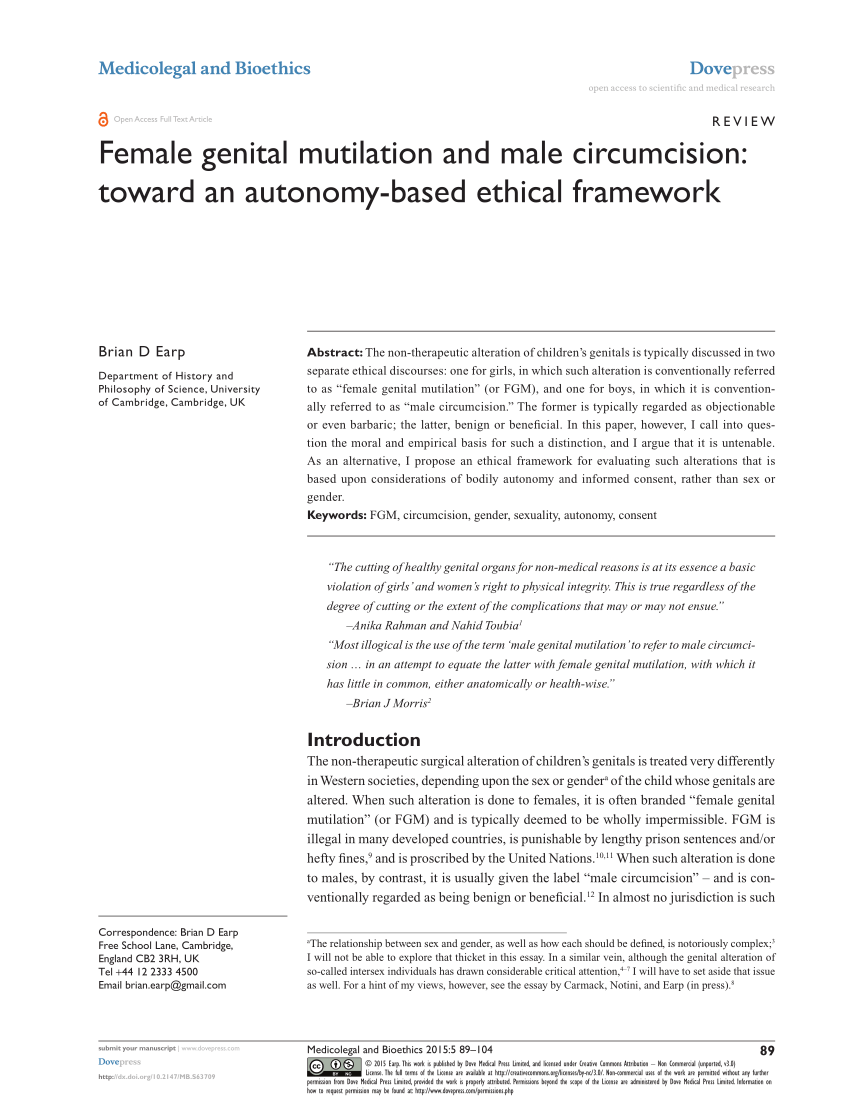 PDF Female Genital Mutilation and Male Circumcision Toward an  