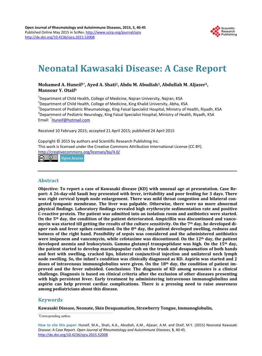 Neonatal Kawasaki Disease: A Case Report