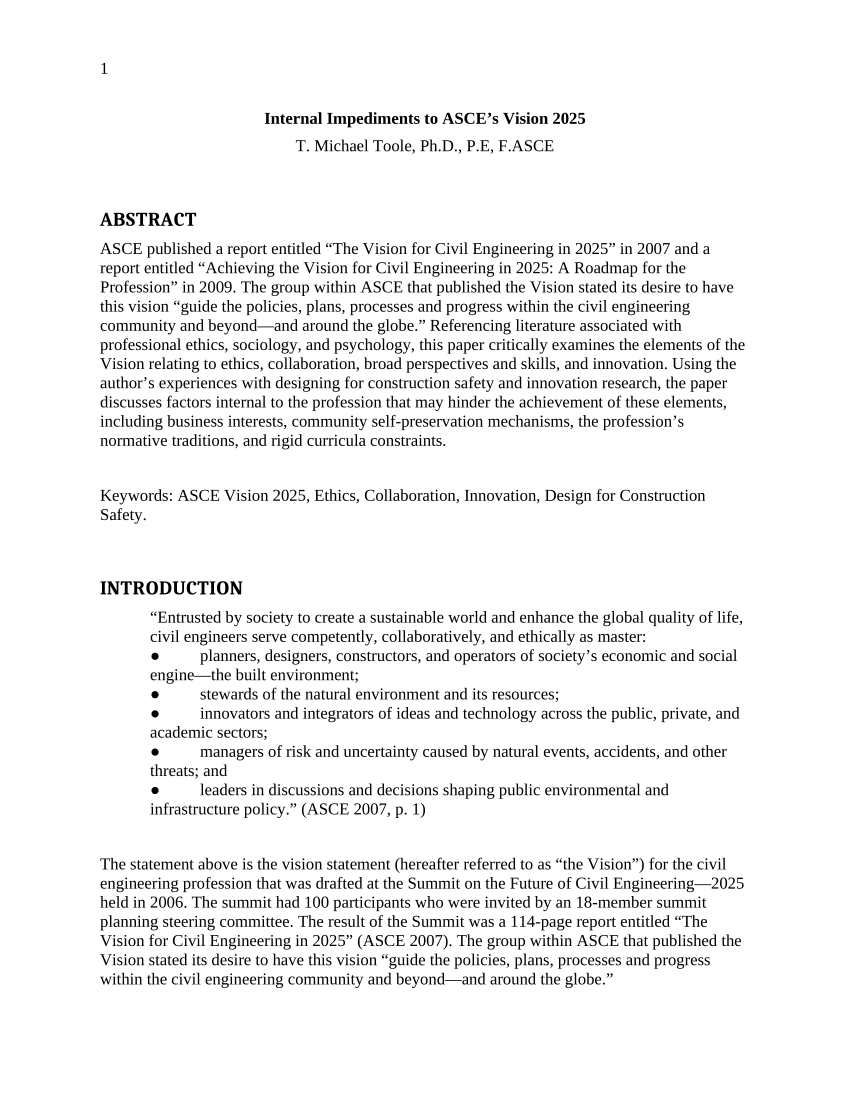 [PDF] Internal impediments to ASCE's vision 2025