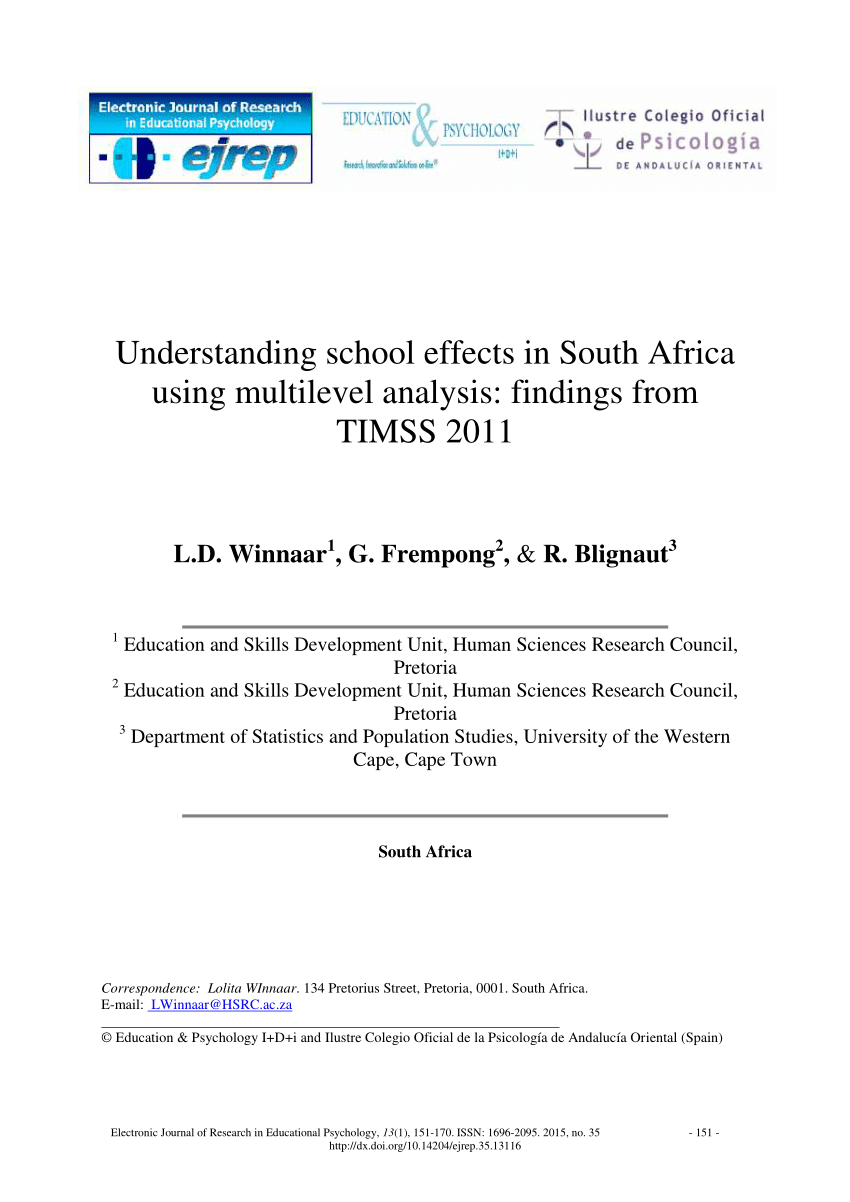 PDF) Understanding school effects in South Africa using multilevel ...