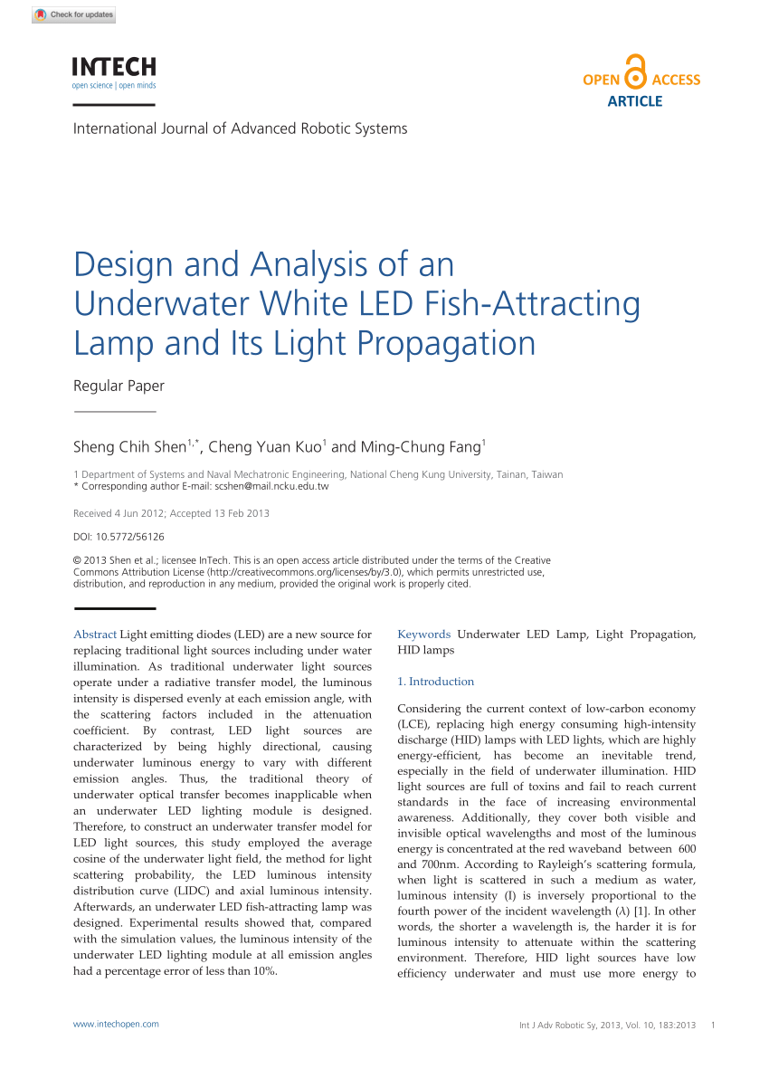 PDF) Design and Analysis of an Underwater White LED Fish