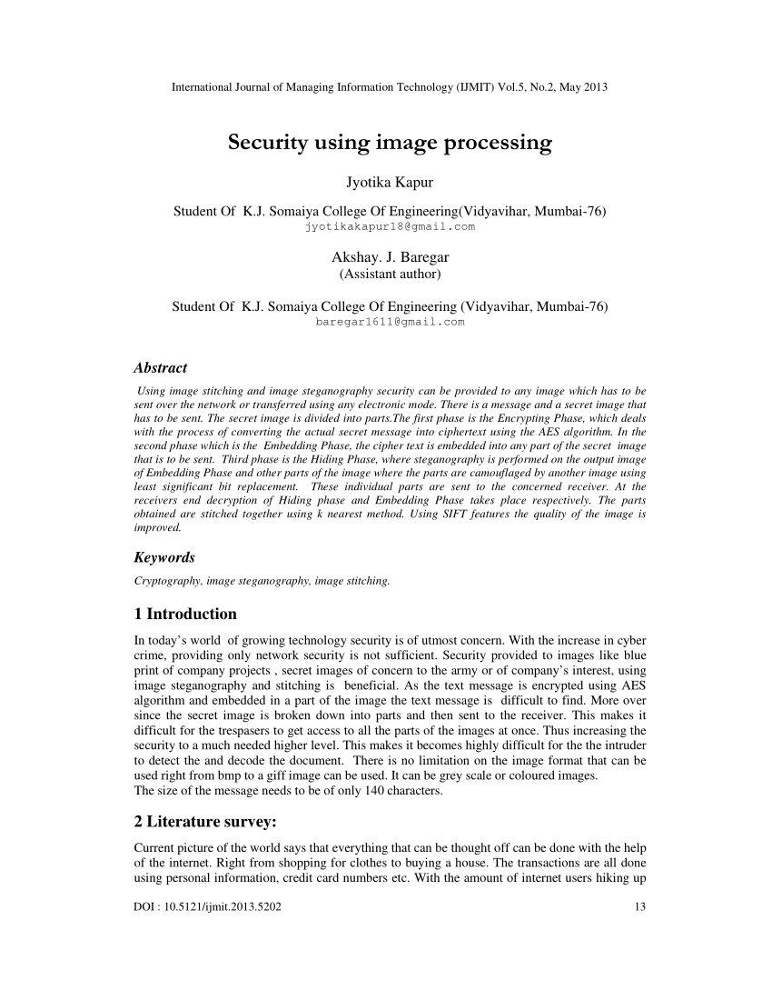image processing security research paper