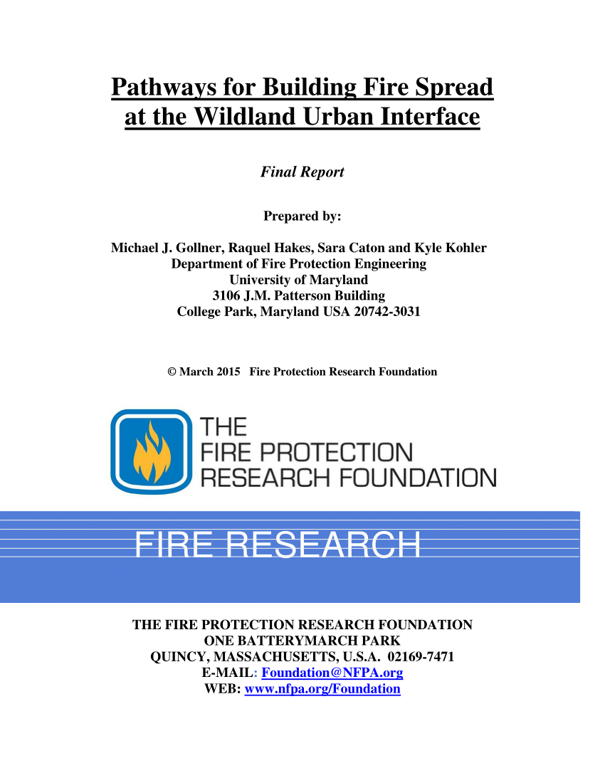 Pdf Pathways For Building Fire Spread At The Wildland Urban Interface 